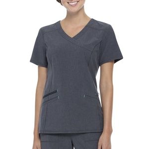 Scrubstar Women's Fashion Performance Mock Wrap Heather Midnight Scrub Top M
